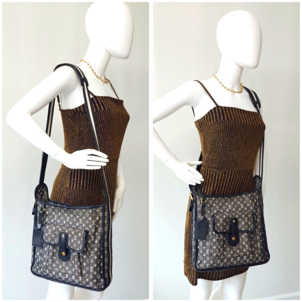 Auth Louis Vuitton Denim Besace Mary Kate Monogram Mini Lin Noir Crossbody - Picture 3 of 11
